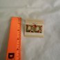 Square Gold Tone with Pink Lines Pierced Earrings