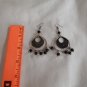 Silver and Black Bead Dangle Pierced Earrings - Looks like Planets in Orbit (BD2)