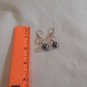 Gray Ball Bead and Pale Pink Glass Hematite Dangle Pierced Earrings (BD2)