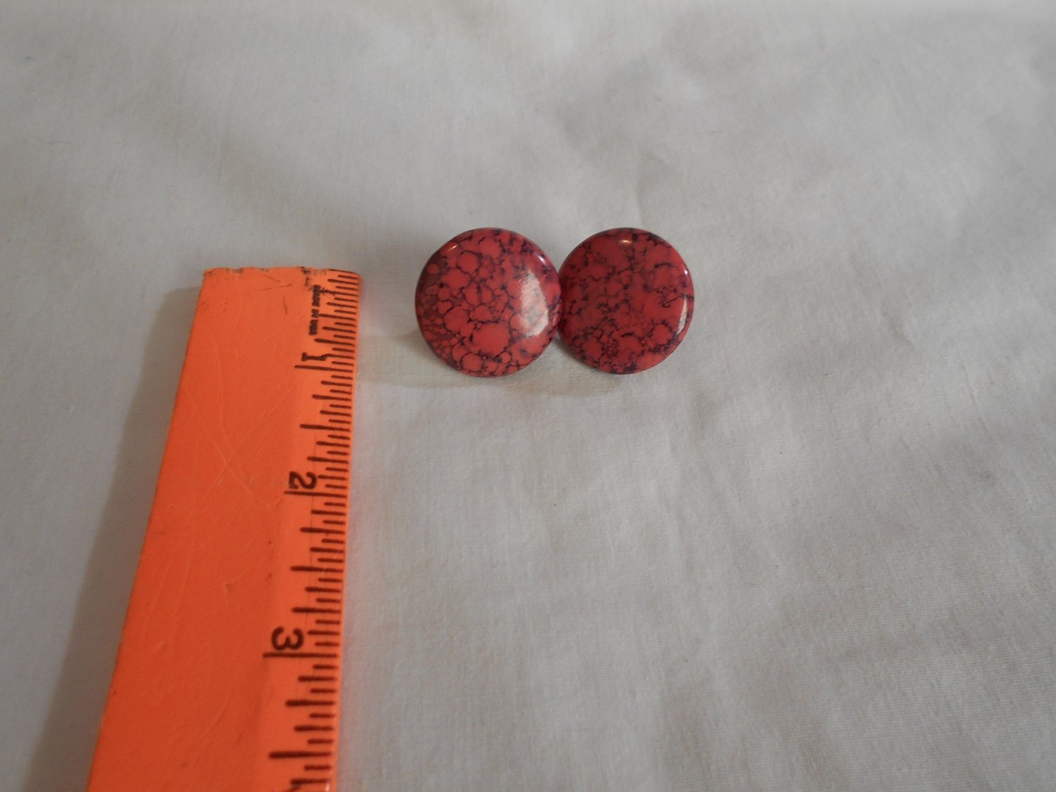 Pink and Black Button Style Pierced Earrings