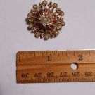 Coro Round Red Enamel and Faux Pearl Pin/Brooch