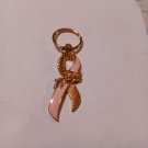 Pink Ribbon with Rose Breast Cancer Awareness KeyChain / Key Chain