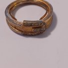 AVON Gold Tone Rhinestone Buckle ring size 7 adjustable band to size 8