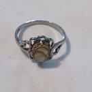 Silver Tone with Mother of Pearl Center Ring Size 7 Jewelry