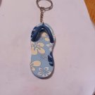 Blue Flip Flop with White Flowers KeyChain / Key Chain