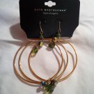 Pure Expressions Gold Color 3 set of Bracelets with Dangle Pierced Earrings Green Crystal Beads