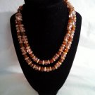 Amber / Root Beer Color and Light Brown Barrel Shaped Beads with Bronze Color Beads