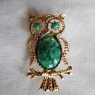 Gerry's Owl Gold Plated Blue Faux Stones Brooch Pin Pendant (J1)