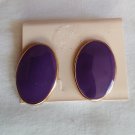 Purple Oval with Gold Trim Pierced Earrings (BD2)