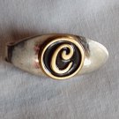 Oval Capital C Monogram with Black Enamel Back Gold Tone Tie Clip / Tie Clasp (SD3)