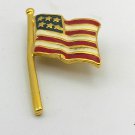 Enamel United States Flag with Gold Tone Pole Pin Brooch 2" x 1" (BD3)
