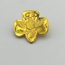 Vintage Girl Scout Trefoil Eagle Membership Gole Tone Uniform Lapel Pin (BD3)
