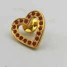 Avon Red Rhinestone Heart Gold Tone Lapel Pin (BD3)
