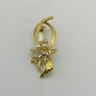 Gold Plated Pin Brooch with Faux Pearls and Stones (BD3)