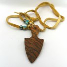 Dark Wood Hand Carved Arrowhead with Tiger Pattern 17" Leather Necklace (BD3) Dark Wood Hand Carved Arrowhead with Tiger Pattern 17" Leather Necklace (BD3)