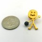 Gold Tone Smiling Bowling Stick Figure with Black Bowling Ball Pin/Brooch (J1)