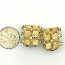 Gold Tone Rhinestone with Square Faux Mother of Pearl Color Clip On Earrings (CO2) Gold Tone Rhinestone with Square Faux Mother of Pearl Color Clip On Earrings (CO2)