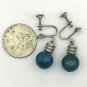 Blue Bead Shaped like a Bulb Screw Back Earrings (CO1)