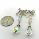 Faux Crystal Glass Beads Dangle Screw Back Earrings (CO1)
