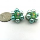 Round Blue Bead with Clear Blue Bead in Center Clip On Earrings Made in Japan (CO1) Round Blue Bead with Clear Blue Bead in Center Clip On Earrings Made in Japan (CO1)