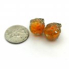 Burnt Orange Colored Ball with Marble Look and Gold Tone Accent Clip On Earrings (CO1) Burnt Orange Colored Ball with Marble Look and Gold Tone Accent Clip On Earrings (CO1)