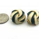 Blue and White Enamel Knot with Gold Trim Clip On Earrings (CO1) Blue and White Enamel Knot with Gold Trim Clip On Earrings (CO1)