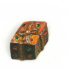 Bronze Color Present with Red and Green Enamel Color Stars Pin/Brooch (J1)