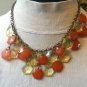 Six Sided Cut Beads Burnt Orange and Yellowish Color Necklace (BD2)