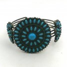 Southwest Sunburst Turquoise Color Stone and Silver Tone Metal Cuff Bracelet 2 5/8" wide (SD2) Southwest Sunburst Turquoise Color Stone and Silver Tone Metal Cuff Bracelet 2 5/8" wide (SD2)