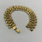 Gold Tone 3 Row Metal Pyramid Stud Bracelet with Latch (SD2) Gold Tone 3 Row Metal Pyramid Stud Bracelet with Latch (SD2)