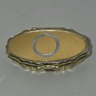 Gold Tone Pill Box with Etched Circle on Top Has 2 Compartments Inside (SD2)