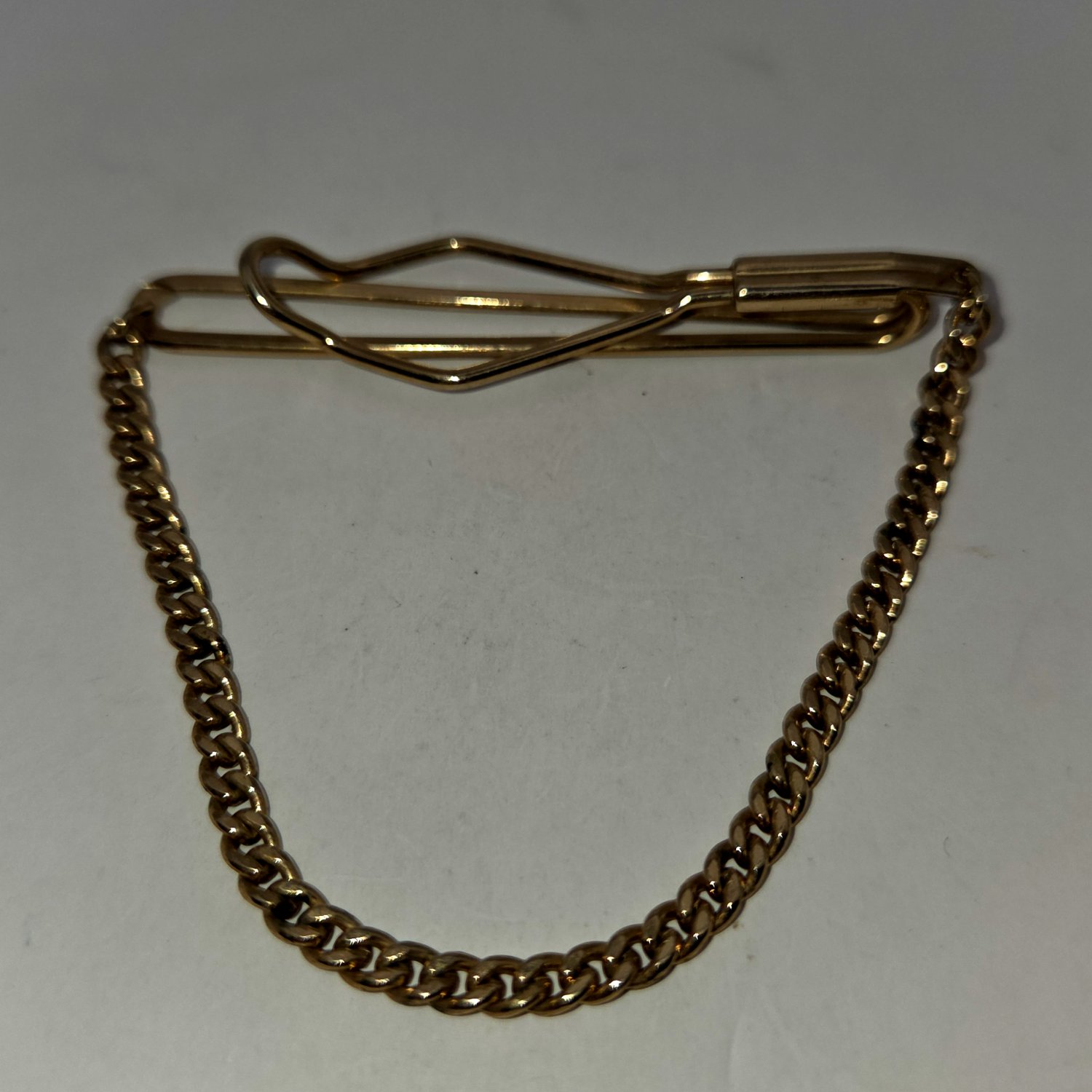 Gold Color Bar and Chain Tie Clip with Chain - Tie Clasp (SD2)