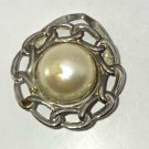 Woman's Gold Color Scarf Clip with Pearl Color Bead in Center - Chain Embellishment (SD2)