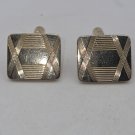 Vintage Gold Tone Cufflinks with a X Abstract Line Pattern on the Edge (SD2)