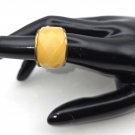 Gold Tone with Yellow Onyx Vintage Size 6 Ring Jewelry Chunky Wide Band (SD1)
