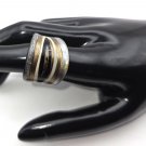 Black Acrylic With Silver, Gold, White and Black Size 8 Ring (SD1) Black Acrylic With Silver, Gold, White and Black Size 8 Ring (SD1)