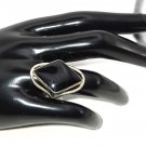 Mexico Black Onyx Sterling Silver Diamond Statement Ring Size 6 1/2 (SD1)