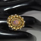 Vintage Oval Gold Tone with Faux Pearl Ring Adjustable Jewelry (SD1) Vintage Oval Gold Tone with Faux Pearl Ring Adjustable Jewelry (SD1)