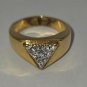 Men's Triangle Clear Stone Gold Band Ring 9 1/2 (SD1)