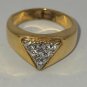 Men's Triangle Clear Stone Gold Band Ring 9 1/2 (SD1)
