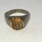 Silver Ring with Brown Amber Tiger Eye Stones Avon Size 8 1/2 (SD1)