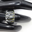 Acrylic Black with Gold and White Accent Ring Size 7 1/2 (SD1) Acrylic Black with Gold and White Accent Ring Size 7 1/2 (SD1)