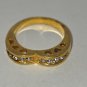 Gold Tone Heart Ring Size 8 Jewelry Has Hearts Along Top of Band (SD1)
