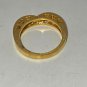 Gold Tone Heart Ring Size 8 Jewelry Has Hearts Along Top of Band (SD1)