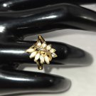 Faux Opal Cocktail Ring Fan Swoop Crystal Accent Gold Tone Band 6 1/2 (SD1) Faux Opal Cocktail Ring Fan Swoop Crystal Accent Gold Tone Band 6 1/2 (SD1)