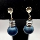 Blue Bead Shaped like a Bulb Screw Back Earrings (CO1)