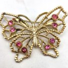 Gold Tone Butterfly with Pink Beads Pin/Brooch (J1) Gold Tone Butterfly with Pink Beads Pin/Brooch (J1)