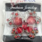 Silver Butterfly with Red Stones Pin/Brooch (J1) Still in Package Silver Butterfly with Red Stones Pin/Brooch (J1) Still in Package