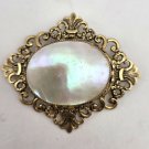 Vintage Mother of Pearl Shell Whiting Davis Gold Tone Victorian Brooch Pin (J1) Vintage Mother of Pearl Shell Whiting Davis Gold Tone Victorian Brooch Pin (J1)