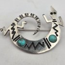 Silver Native American Lizard Gecko Pin with Two Faux Turquoise Colored Stones Brooch Pin (J1) Silver Native American Lizard Gecko Pin with Two Faux Turquoise Colored Stones Brooch Pin (J1)